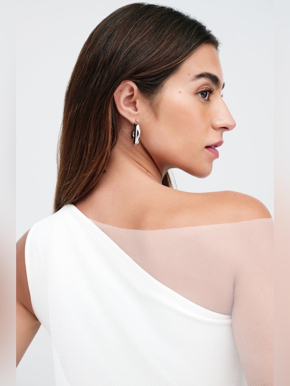 Marcella Zinnia Top European Ponte Mesh One-Shoulder Top szM NWOT - Picture 2 of 14